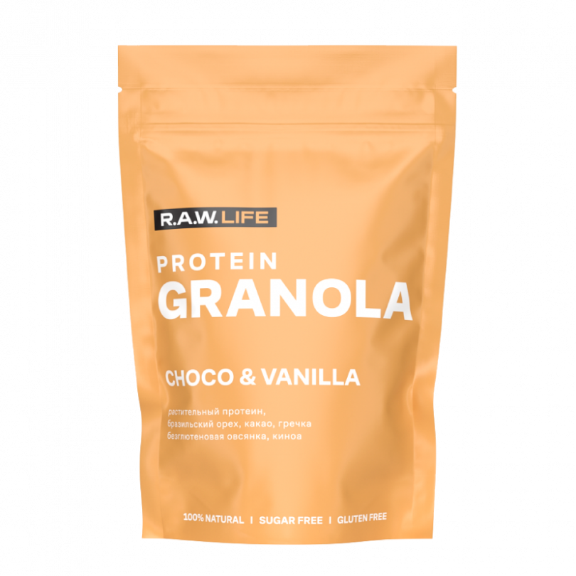 Гранола протеиновая "PROTEIN GRANOLA CHOCO & VANILLA" Raw Life